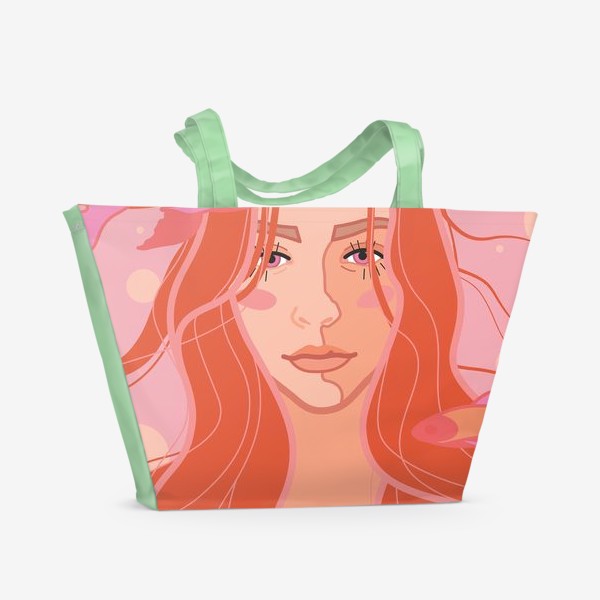 Пляжная сумка «рыжеволосая девушка в подводном мире»