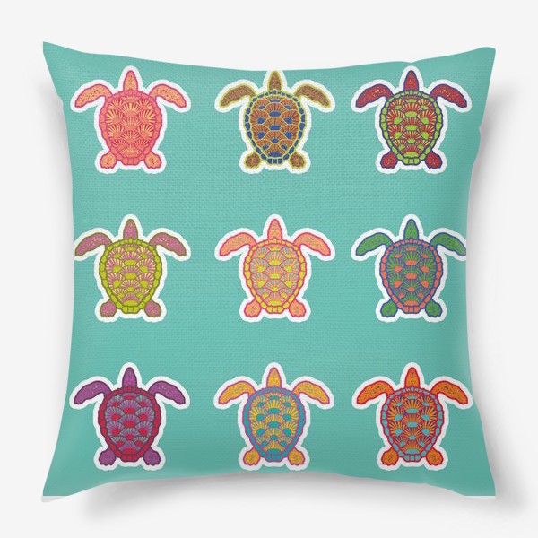 Подушка «разноцветные морские черепашки»