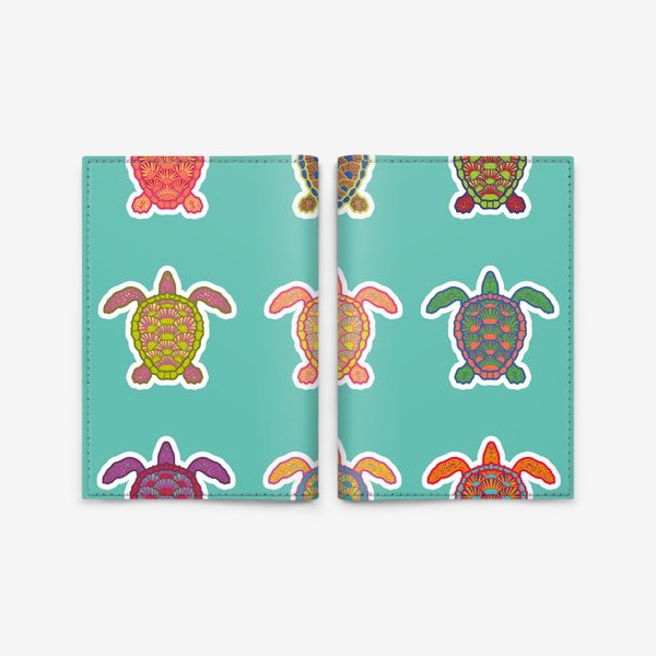 Обложка для паспорта «разноцветные морские черепашки»