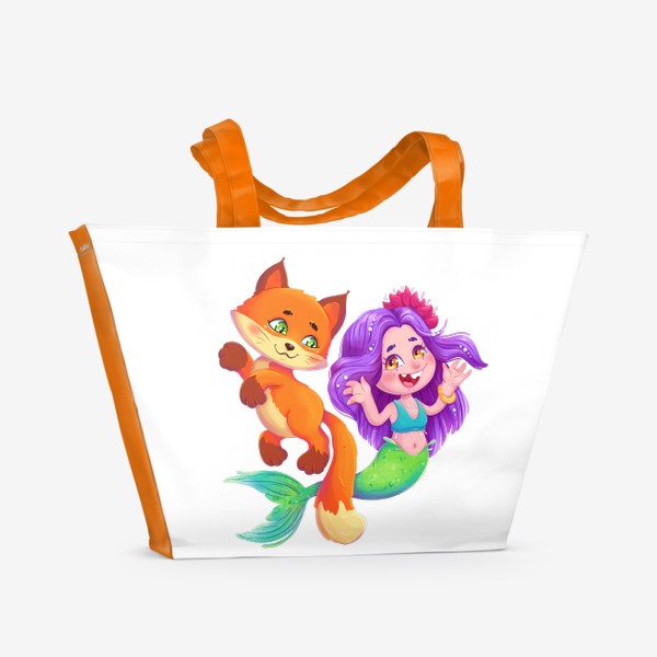 Пляжная сумка «Лис и русалочка»