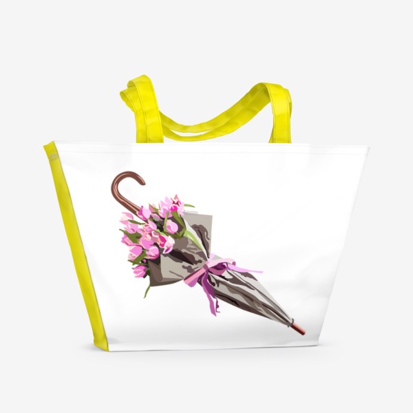 Пляжная сумка «Зонт с тюльпанами»
