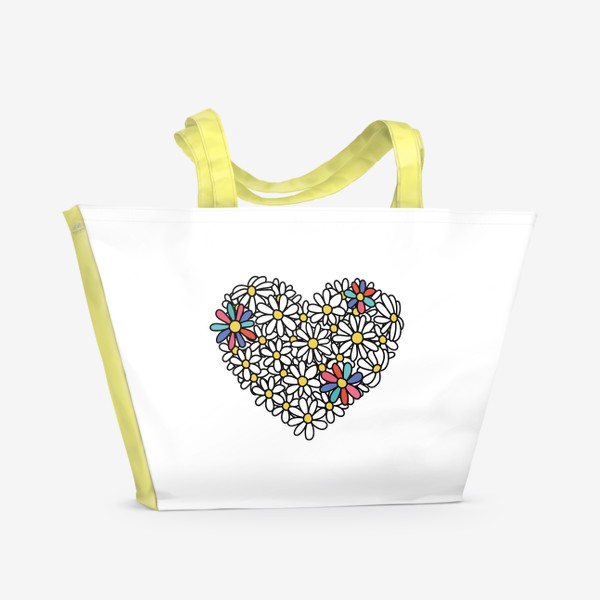 Пляжная сумка «Ромашки сердце и любовь»