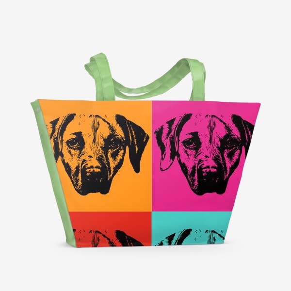 Пляжная сумка «собака. портреты на ярких цветах. для любителей собак и современного искусства»