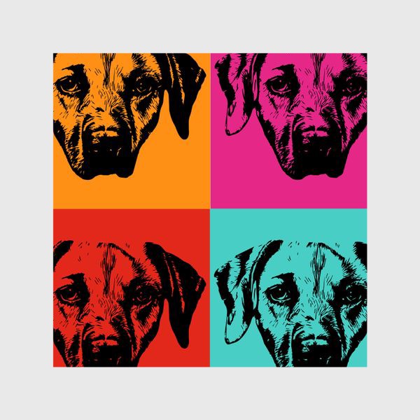 Шторы «собака. портреты на ярких цветах. для любителей собак и современного искусства»