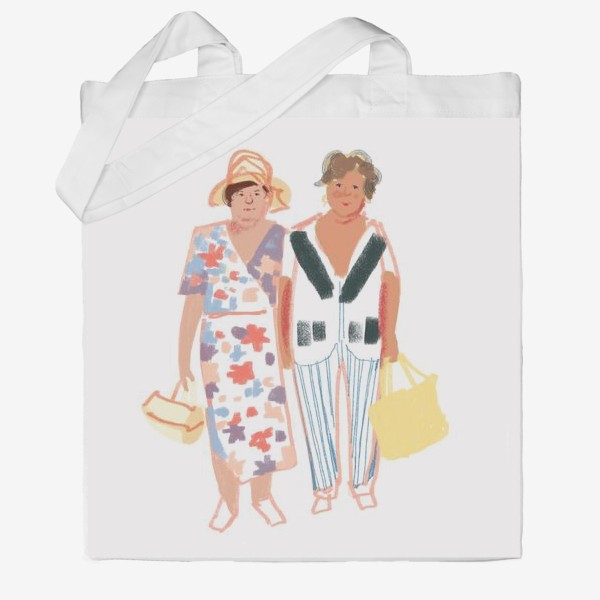 Сумка хб «Яркая графическая иллюстрация. Две модные бабушки подружки. Люди, женщины»