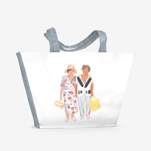 Пляжная сумка &laquo;Яркая графическая иллюстрация. Две модные бабушки подружки. Люди, женщины&raquo;