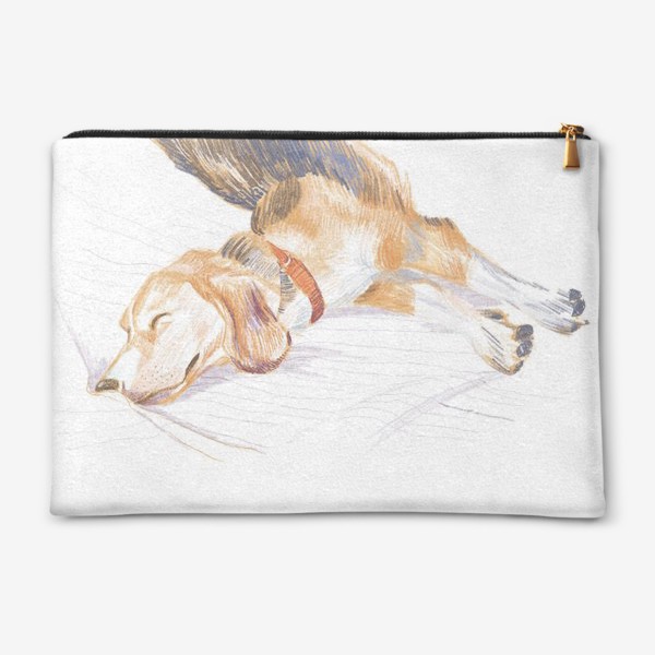 Косметичка «Рисунок спящей собаки породы бигль. Цветная иллюстрация»