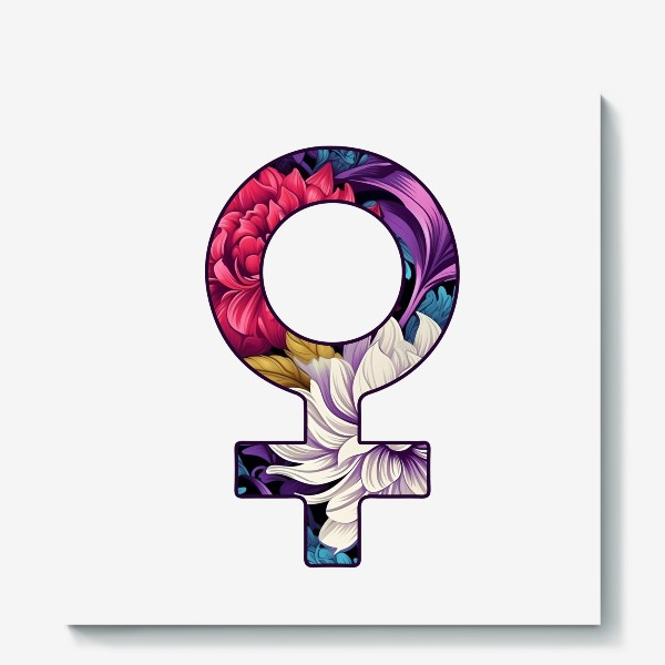 Холст «Символ Венеры. Женский символ с цветами»