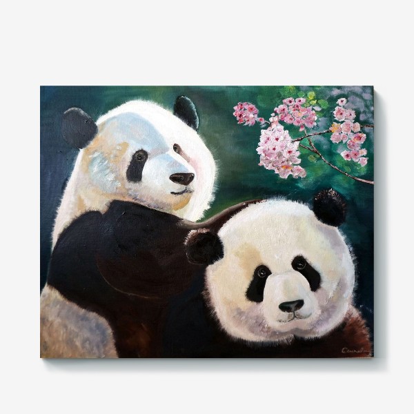Холст «Влюбленные панды»