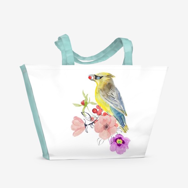 Пляжная сумка «птица с ягодкой»