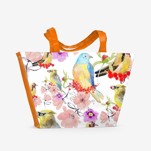 Пляжная сумка «патерн с птицами »