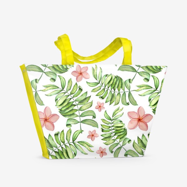 Пляжная сумка «Тропический акварельный паттерн. Цветы»