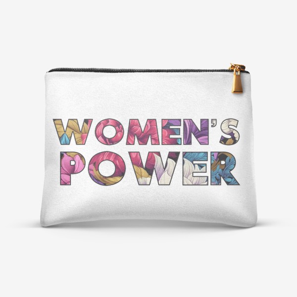 Косметичка «Women's Power - Надпись с цветами. Женская сила»