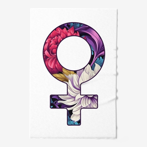 Полотенце «Символ Венеры. Женский символ с цветами»