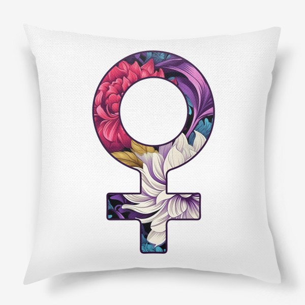 Подушка «Символ Венеры. Женский символ с цветами»