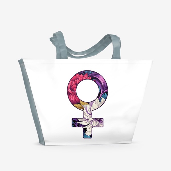 Пляжная сумка «Символ Венеры. Женский символ с цветами»