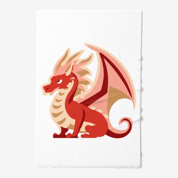 Полотенце «дракон с крыльями красный и золотой китайский»