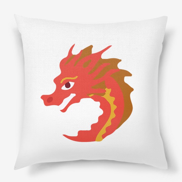 Подушка «дракон красный с золотым китайский»
