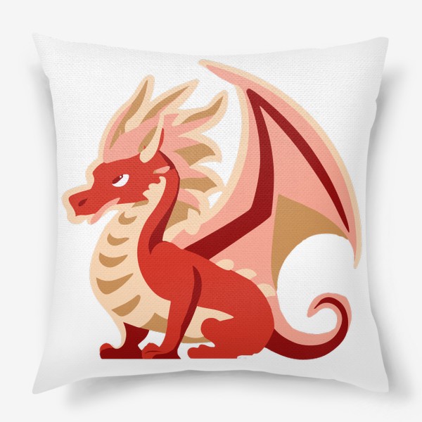 Подушка «дракон с крыльями красный и золотой китайский»
