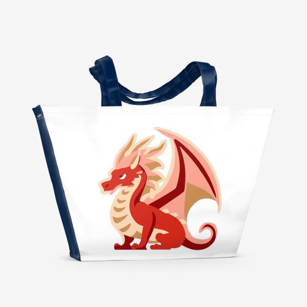 Пляжная сумка «дракон с крыльями красный и золотой китайский»