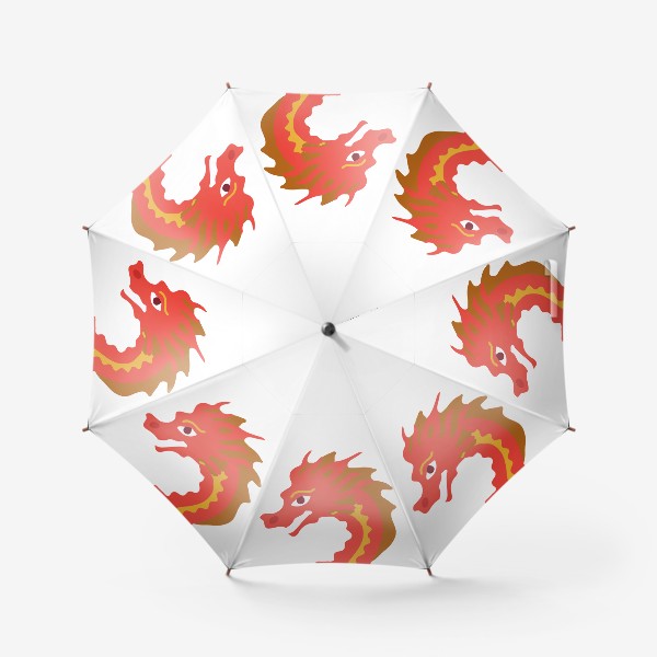 Зонт «дракон красный с золотым китайский»
