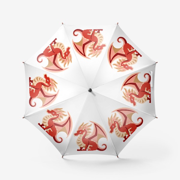 Зонт «дракон с крыльями красный и золотой китайский»