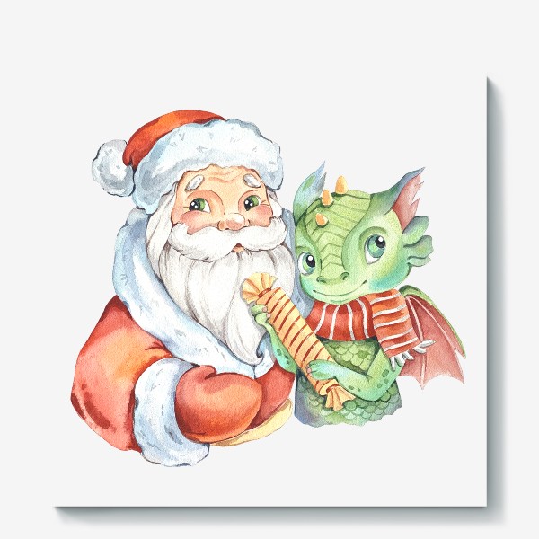 Холст «Дед Мороз с Драконом»