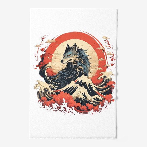 Полотенце «Волк в японском стиле»