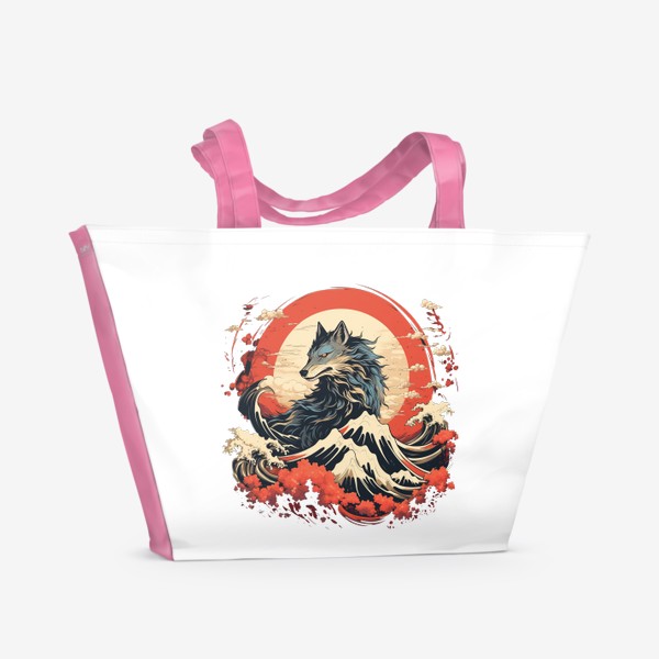 Пляжная сумка «Волк в японском стиле»