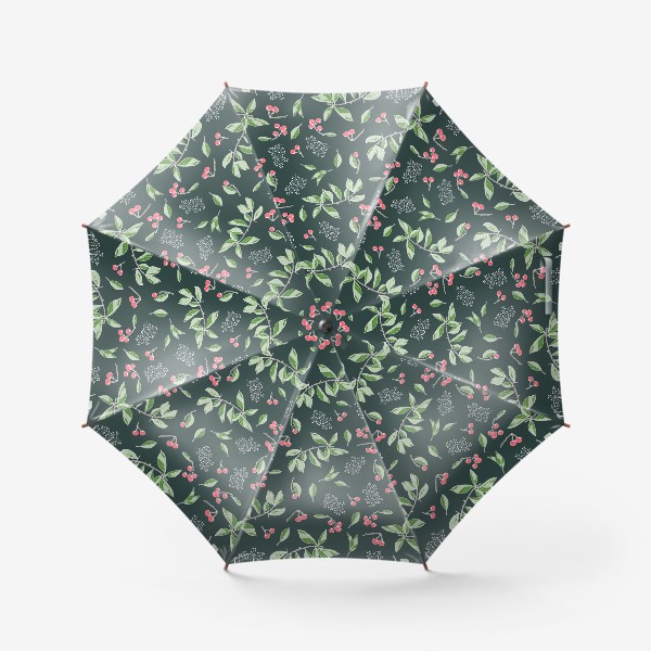 Зонт «Розовые ягодки на зеленом»