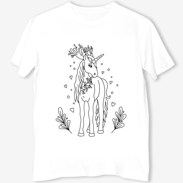 Футболка «Cute unicorn with deer horns/ Милый единорог с оленьими рожками»
