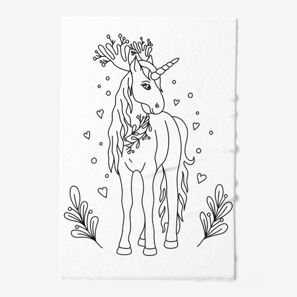 Полотенце «Cute unicorn with deer horns/ Милый единорог с оленьими рожками»