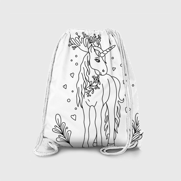 Рюкзак «Cute unicorn with deer horns/ Милый единорог с оленьими рожками»