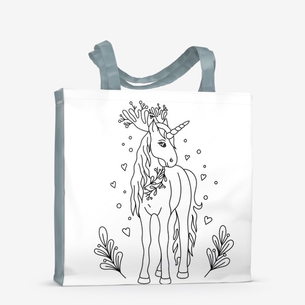 Сумка-шоппер «Cute unicorn with deer horns/ Милый единорог с оленьими рожками»