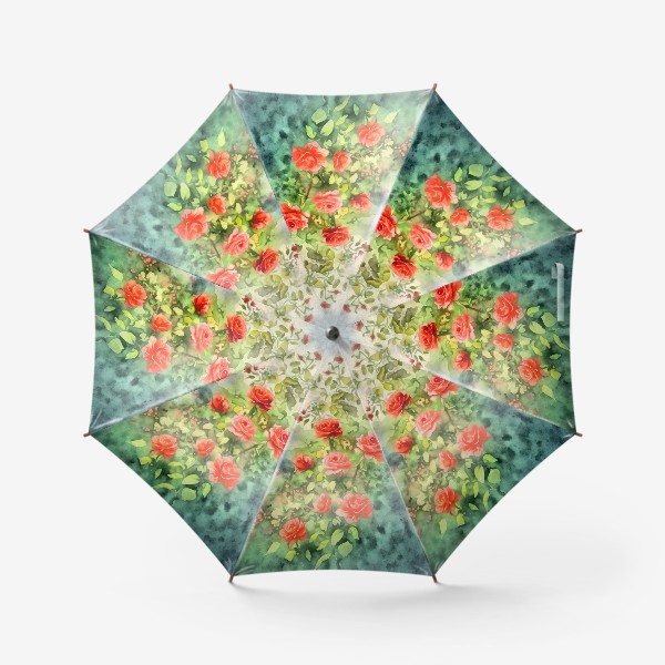 Зонт «Куст красных роз акварель»