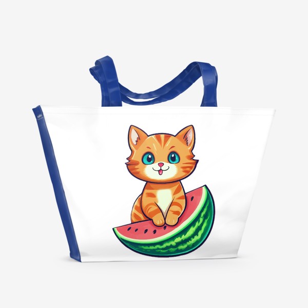 Пляжная сумка «кот и арбуз летний принт»