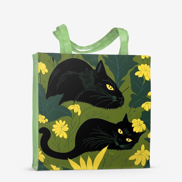 Сумка-шоппер «Чёрные коты в саду»