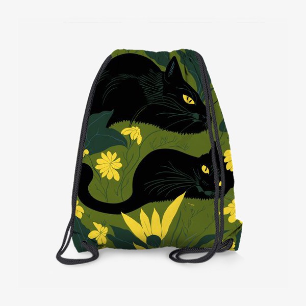 Рюкзак «Чёрные коты в саду»