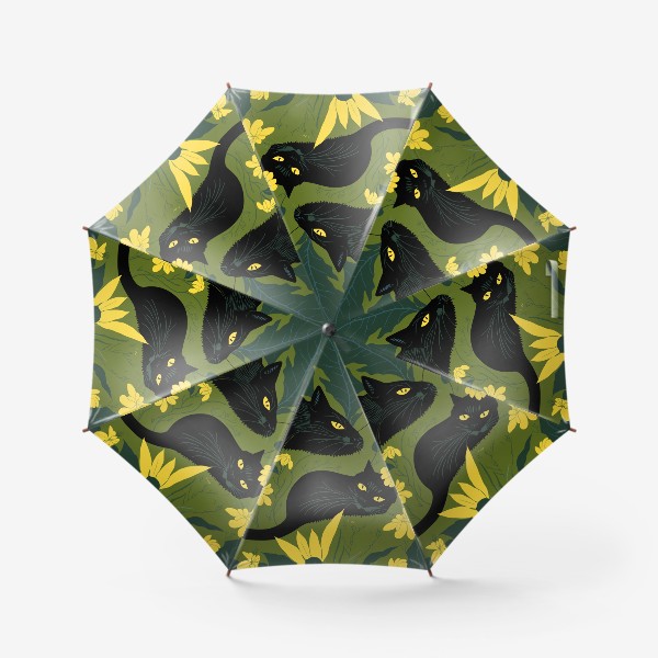 Зонт «Чёрные коты в саду»