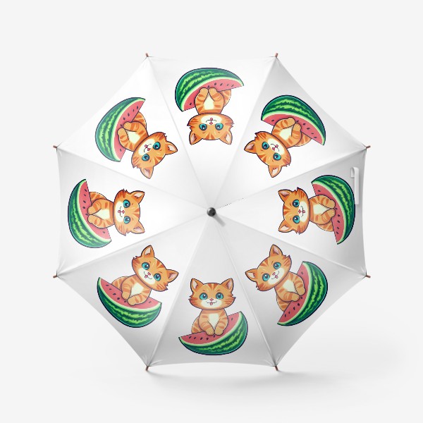 Зонт «кот и арбуз летний принт»