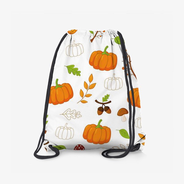 Рюкзак «Осенний паттерн с тыквами, листьями, грибами и желудями»