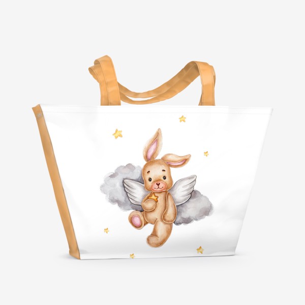 Пляжная сумка «Акварельный зайчик ангел :)»