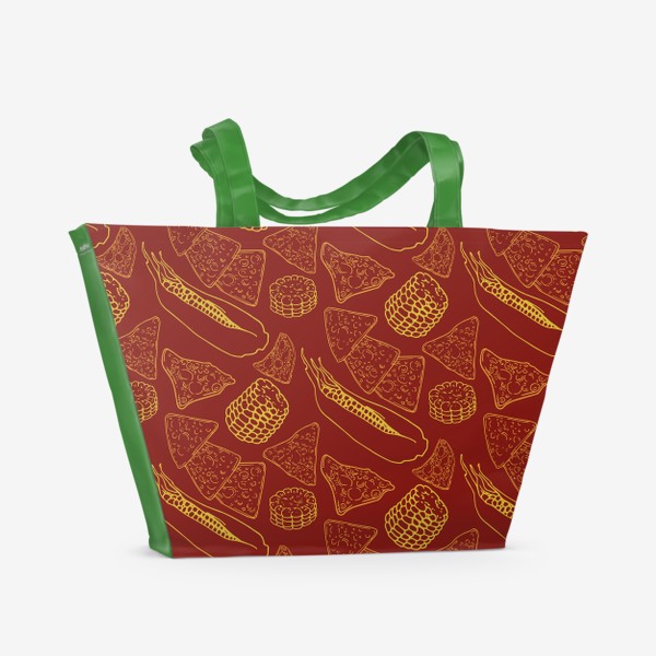 Пляжная сумка &laquo;Блюда восточных кухонь. Начос, кукуруза. Мексиканское блюдо&raquo;