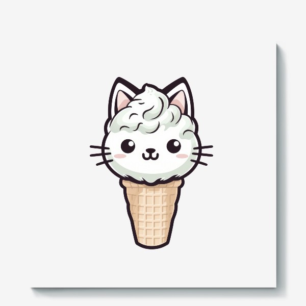 Холст «Кот - мороженое. Летний принт с котиком»