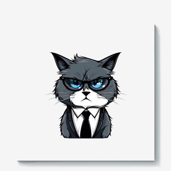 Холст «Офисный злой кот. Принт для коллеги»