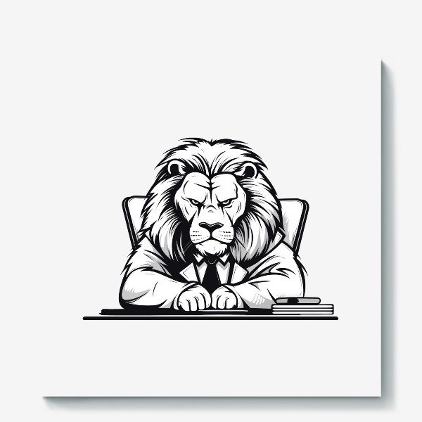 Холст «Злой офисный лев. Принт для коллеги или босса»