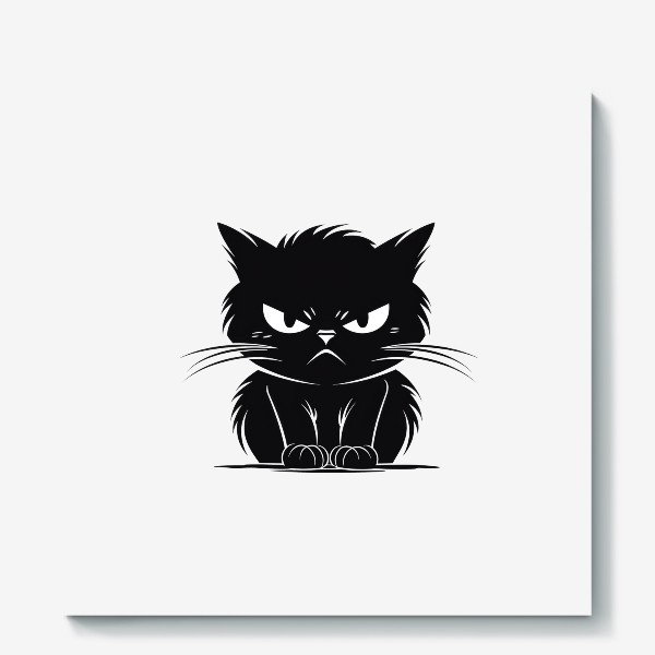 Холст «Злой черный котик »