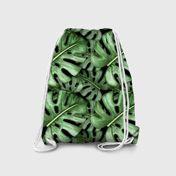 Рюкзак «Тропический паттерн. Акварельные листья монстеры»