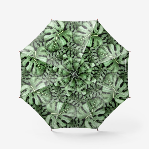 Зонт «Тропический паттерн. Акварельные листья монстеры»