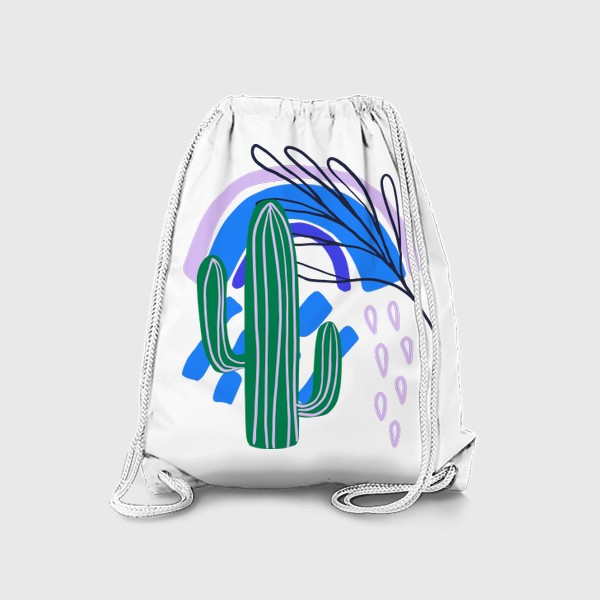 Рюкзак «Абстрактный принт с кактусом и простыми текстурами»